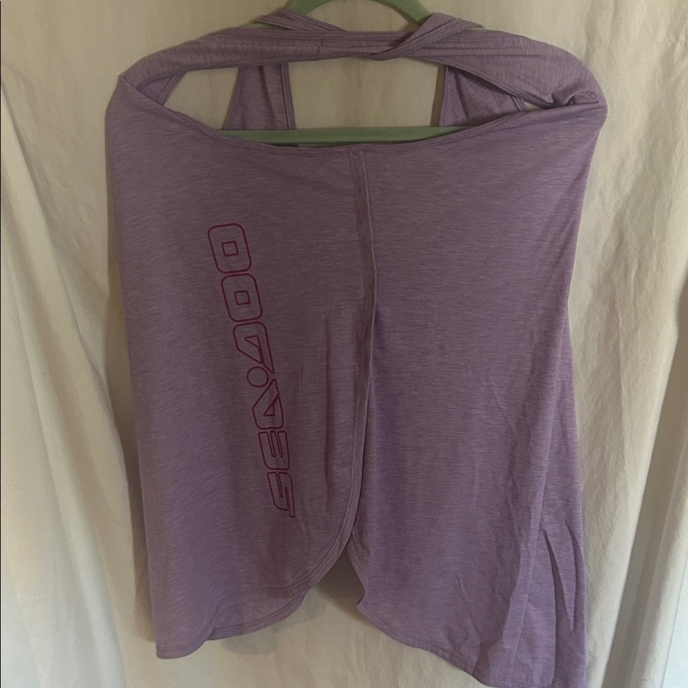 Lavender Cross-Back Women’s Tank Top with Subtle Logo